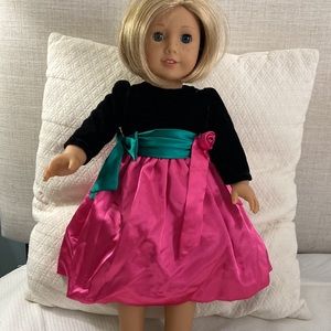 Black velvet and pink party dress for 18-inch doll